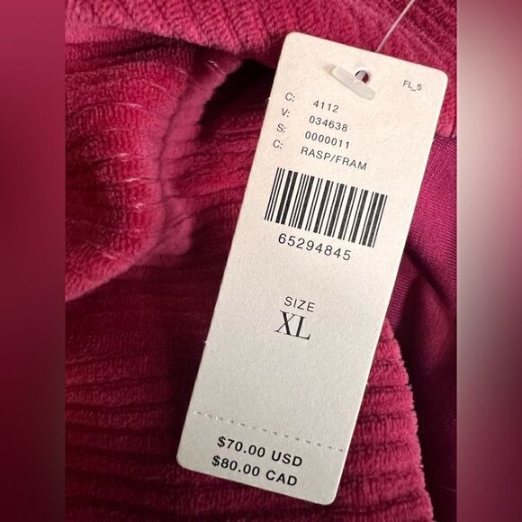 Maeve Buckle Crop Top XL Corduroy Raspberry NWT - Picture 5 of 8